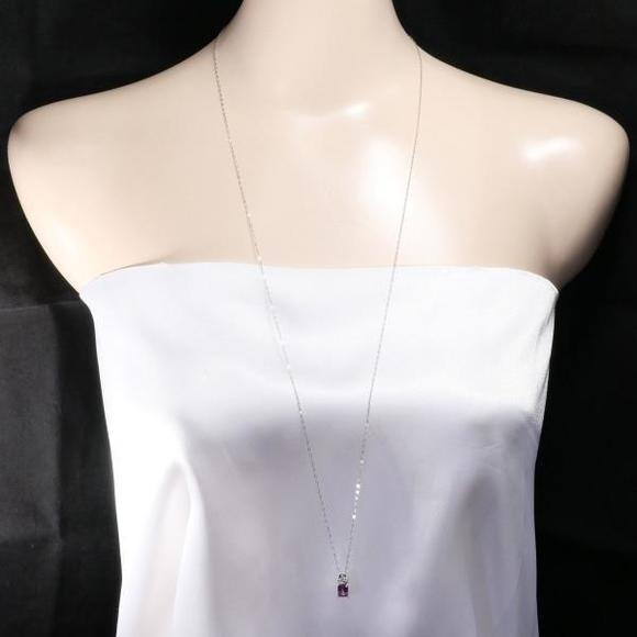 LuxUness K18 White Gold Garnet Necklace Metal Necklace in Pristine Condition - Picture 3 of 5